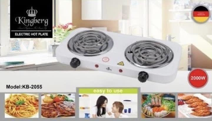 Електроплита Kingberg KB-2055 двоконфоркова 2×1000Вт з регулюванням температури компактна портативна Одеса - фото 3