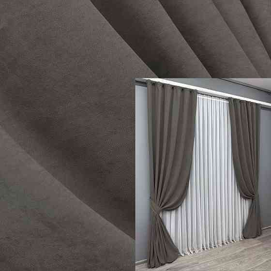 Комплект готових штор VR-Textil Мікровелюр Petek YL № 1711ш Темно-сірий 150х295 см 2 шт (33-0604) Київ