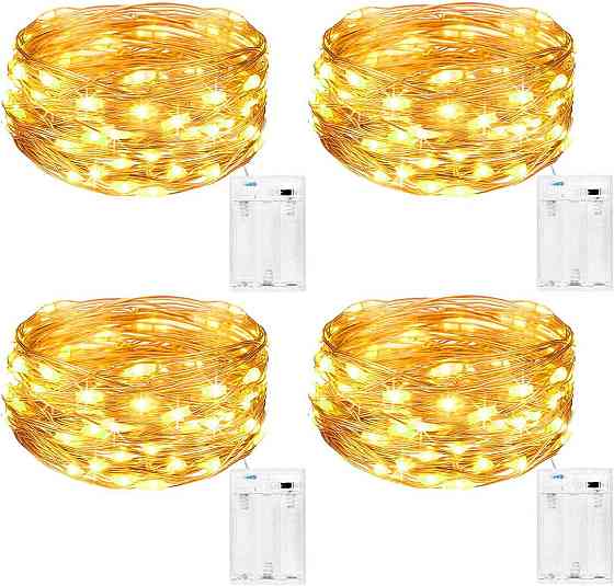 Набір 4 гірлянди Kolpop 5 м, 50 LED, тепле світло, мідний дріт, на батарейках, для декору Київ