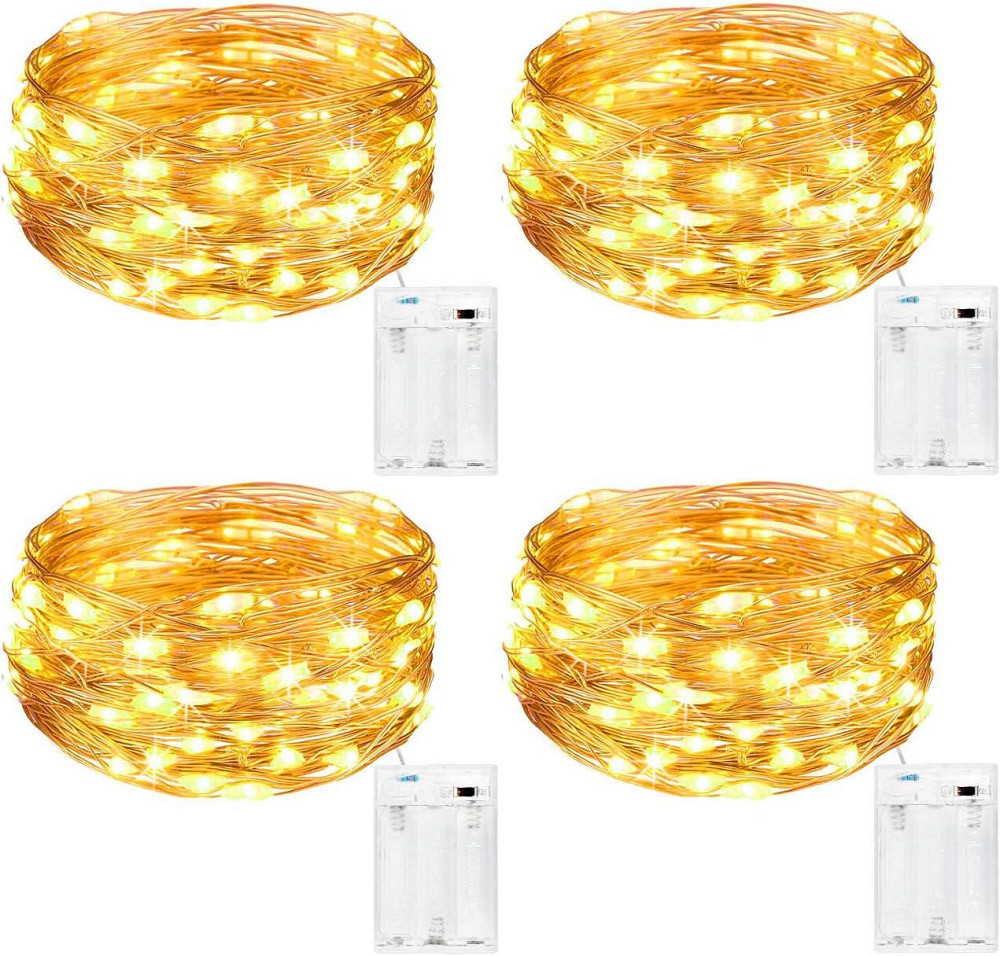 Набір 4 гірлянди Kolpop 5 м, 50 LED, тепле світло, мідний дріт, на батарейках, для декору Київ - фото 1