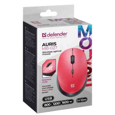 Мишка Defender Auris MB-027 Silent Wireless Red (52026) Вінниця