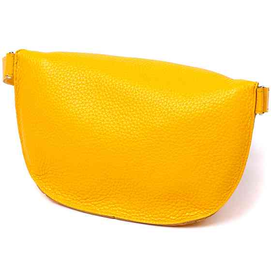 Кожаная яркая женская бананка Shvigel 16377 Желтый Киев