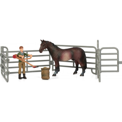 Фигурка Kids Team набор Ферма фермер, тёмно-гнедая лошадь (Q9899-X3_2) Винница - изображение 1