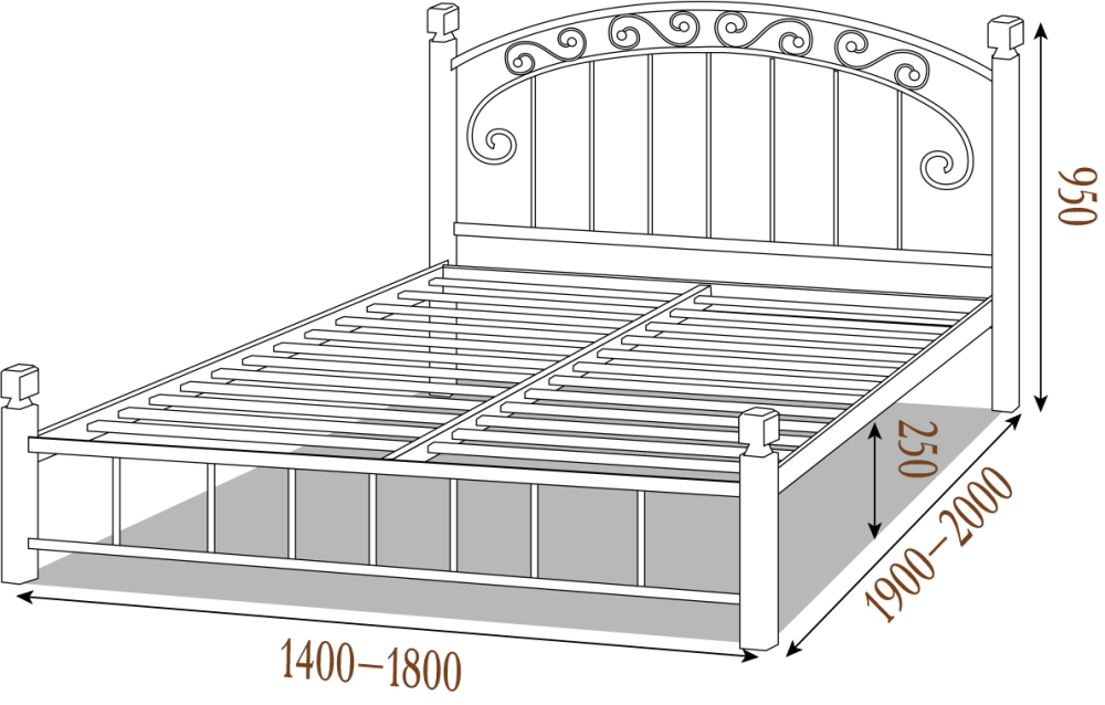Кровать Афина (маталлическая) на деревянных ногах ТМ Металл Дизайн. 180х200, Щит ДСП Харьков - изображение 2