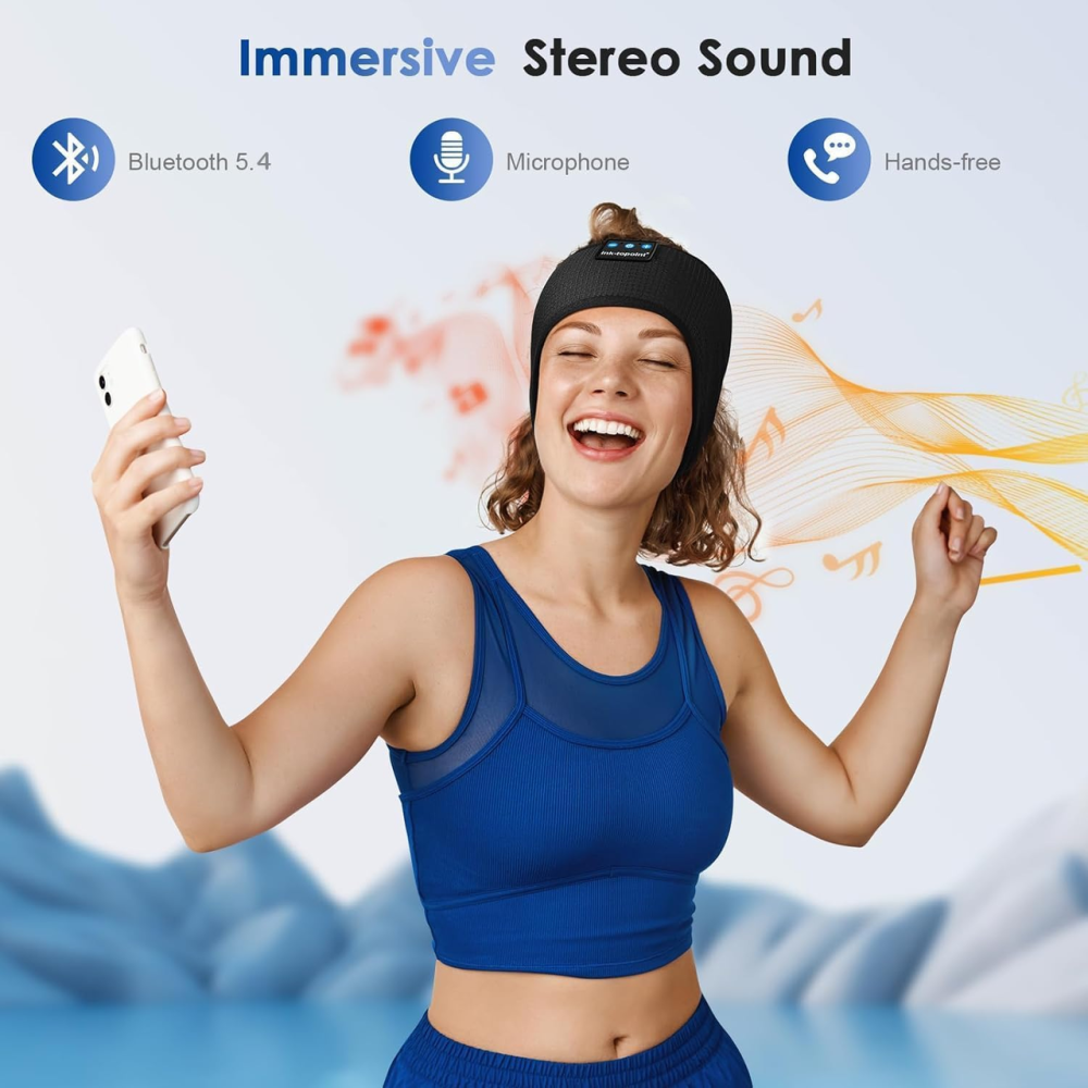 Bluetooth-наушники для сна MUSICOZY с повязкой, тонкие динамики, микрофон, до 16 часов, черные Киев - изображение 6