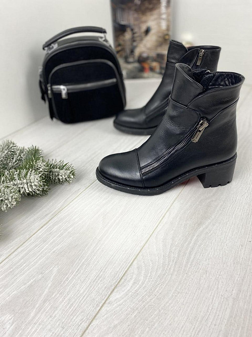 Injers Черевики жіночі INJERS чорні натуральна шкіра зима висота 14см каблук 6см (604 43) Коломыя - изображение 7