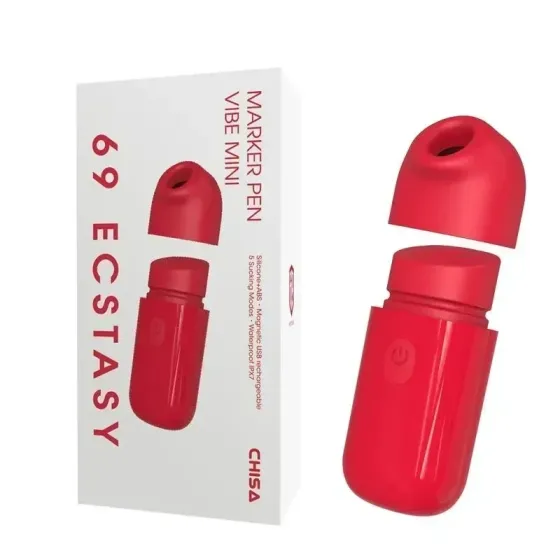 Мини вибратор Chisa 69 ECSTASY Marker Pen с вакуумной стимуляцией клитора, красный Sex Aura Киев