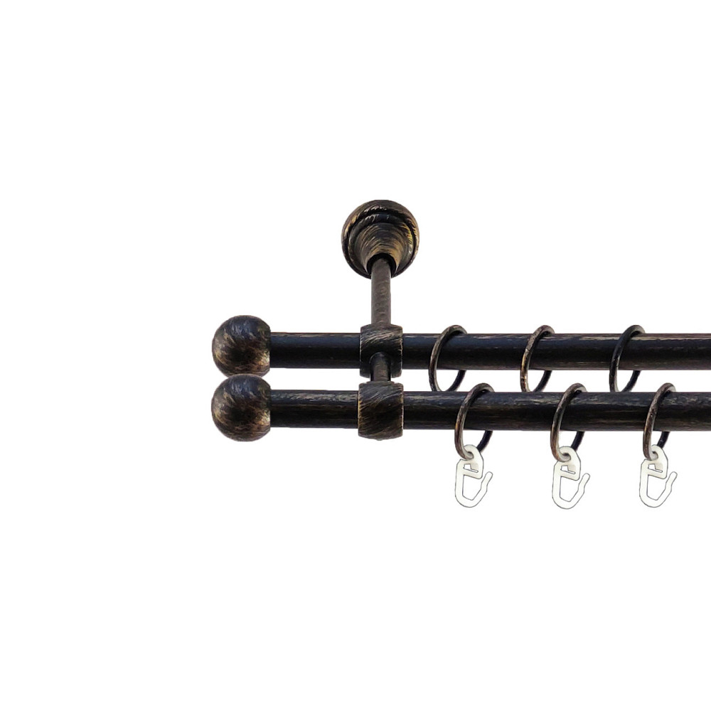 Карниз Orvit Куля Болонь металевий дворядний литий Чорне Золото 16\16 мм 300 см (5468271) Львов - изображение 1