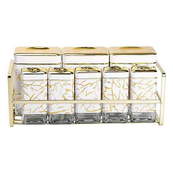 Набір приправ і спецій на підставці, 8 штук, білий Київ