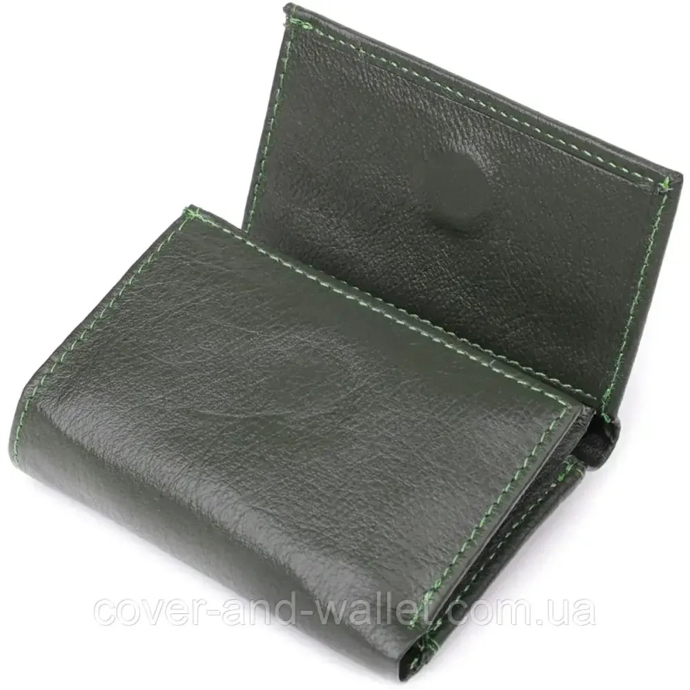 Маленький кожаный женский кошелек зеленого цвета на магните ST 440 Киев - изображение 6
