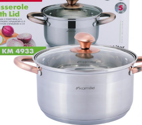 Каструля нержавіюча сталь 4,5л з кришкою порожнисті ручки 4933 KAMILLE Житомир - изображение 3