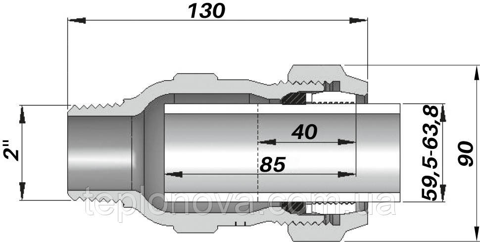 З'єднання пряме затискне із зовнішньою різзю DN50 (59,5-63,8 мм) х 2| AK AGAflex Чернівці - фото 3