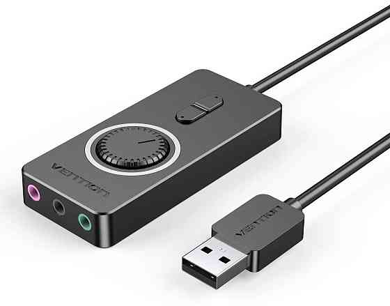 Звукова карта USB AUX jack, 3*TRS (Mic + Ear) 0.15m Volume Control чорна Винница