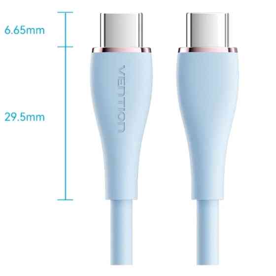 Кабель USB 2.0 Type-C M-M, 1.0 м 100W Light Blue Silicone Vention Вінниця