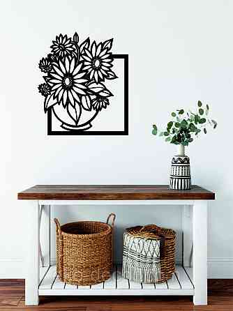 Декоративне настінне Панно «Букет квітів», Декор на стіну 110*96 см, Чорний Київ