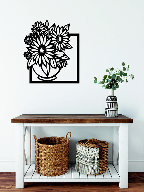 Декоративное настенное Панно «Букет цветов», Декор на стену 110*96 см, Черный Киев - изображение 2