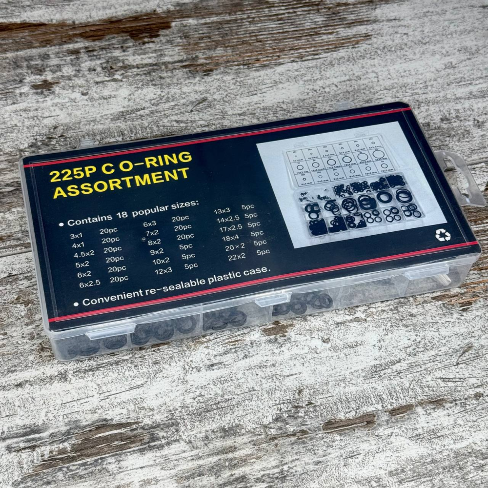 Набір ущільнювальних кілець 225шт для автокондиціонерів і ремонту О-ринги 3-22мм у пластиковому органайзері Київ - фото 2