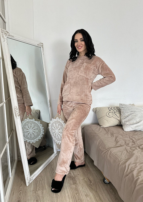 Махровый костюм с декоративными карманами Luci 42-44, Бежевый Киев - изображение 1