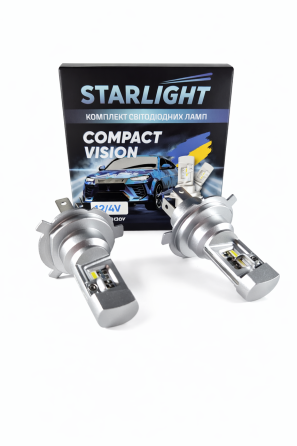 Комплект світлодіодних ламп StarLight Compact Vision H4/H19 P43t 6000K 12/24V (пасивне охолодження) Харків