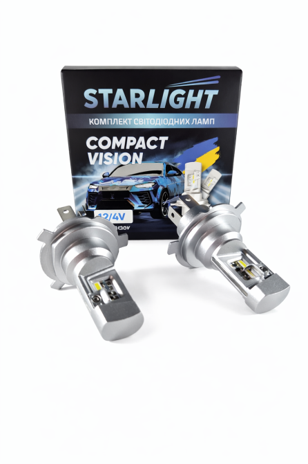 Комплект светодиодных ламп StarLight Compact Vision H4/H19 P43t 6000K 12/24V (пассивное охлаждение) Харьков - изображение 1