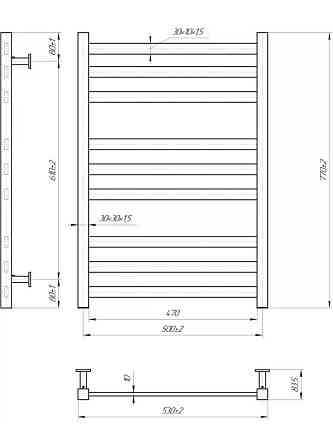 Водяна рушникосушарка Mario INOX Чикаго 770x530/500 чорний мат Київ