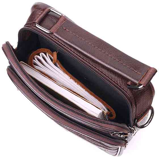 Практичная мужская сумка кожаная 21274 Vintage Коричневая Киев