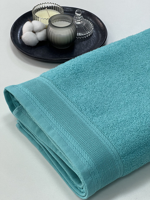 Рушник махровий Ideal Textile з бордюром однотонний щільність 360 г/м2 70х130 см (56860715) Бірюзови Чернівці - фото 9