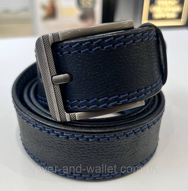 Стильний широкий чоловічий шкіряний ремінь чорного кольору 40мм ST Leather Київ - фото 9