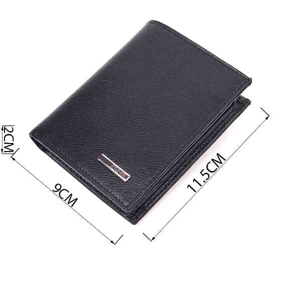 Вертикальный небольшой кожаный кошелек без застежки KARYA 21362 Черный Киев