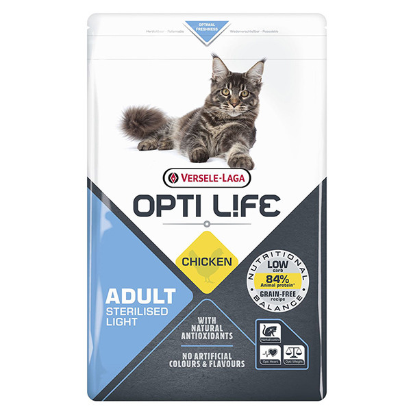 Opti Life Sterilised Light ОПТИ ЛАЙФ СТЕРИЛАЙЗИД ЛАЙТ беззерновой сухой суперпремиум корм для стерилизованных и котов склонных к полноте Киев - изображение 1