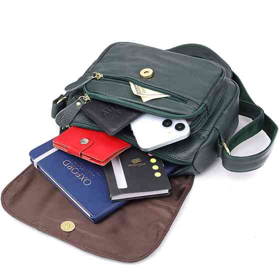 Повседневная женская сумка из натуральной кожи Vintage 22970 Зеленый Киев