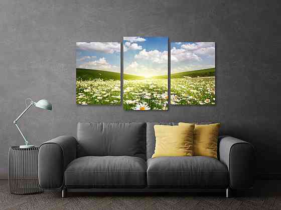Модульна картина у вітальню/ спальню Сонце в ромашках Art-536_3 100x150 см Київ