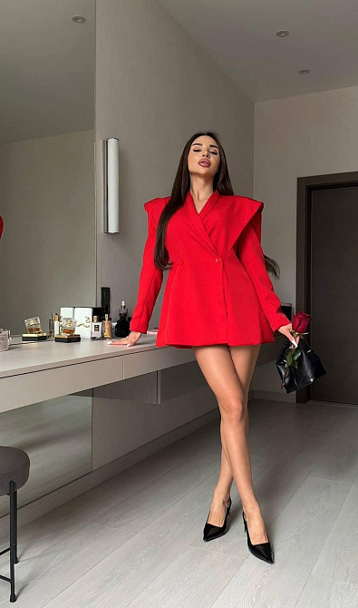 Жіночий вечірній романтичний піджак-плаття костюмка + підкладка Червоний, 50/52 Одеса - фото 1