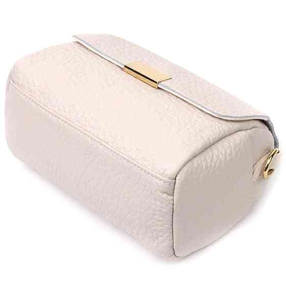 Красива жіноча шкіряна сумка з оригінальною плечовою лямкою Vintage 22404 Біла Київ