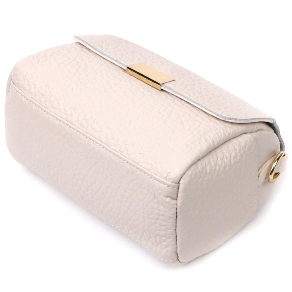 Красива жіноча шкіряна сумка з оригінальною плечовою лямкою Vintage 22404 Біла Київ - фото 5