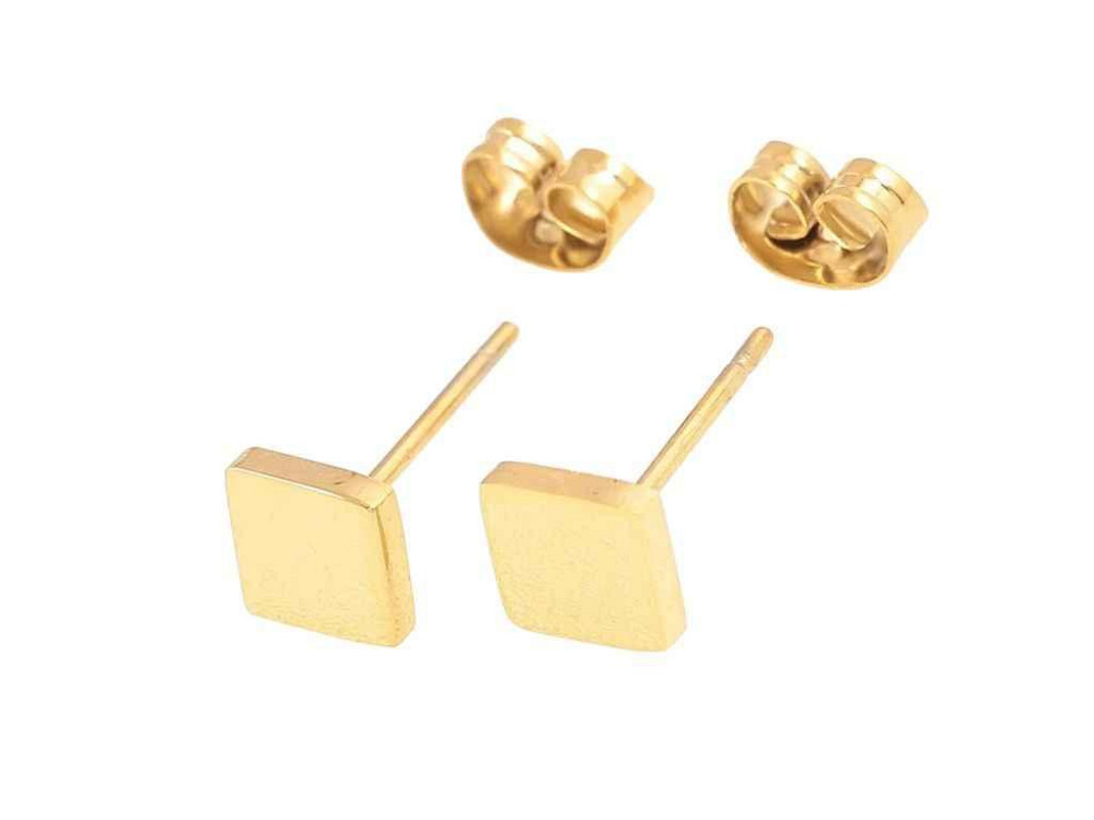 Сережки пусети TTM Stainless Steel 14K Квадрати 6х6мм (335905) 1,4см ТМ XUPING Киев - изображение 1