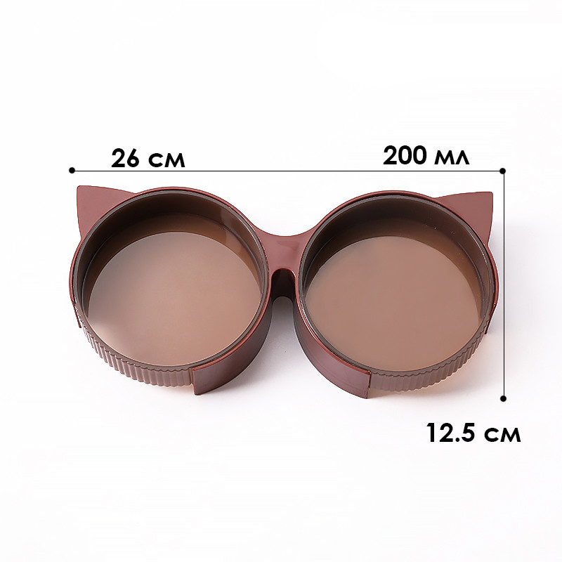 Миска Taotaopets 198807 для котов двойная с ушками Burgundy Киев - изображение 5