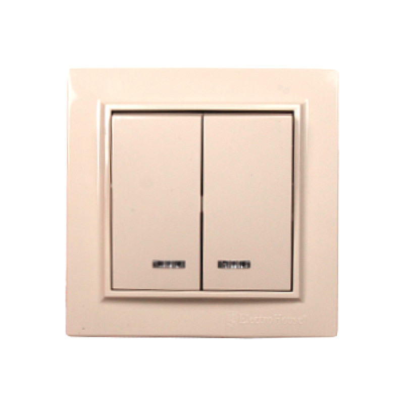 Выключатель двойной с подсветкой, Enzo латте Днепр - изображение 1