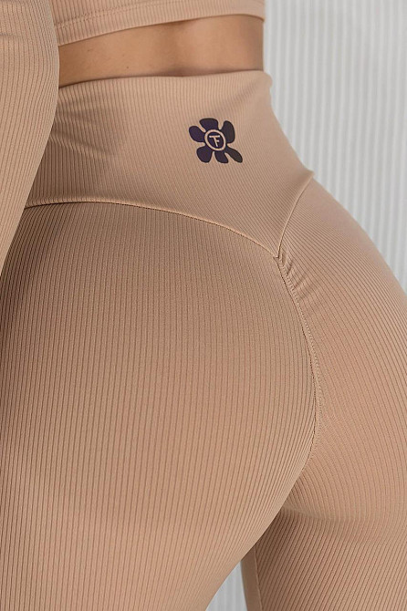 Лосини у рубчик з пуш-ап TotalFit LG146 XXL, Бежевый Киев - изображение 4