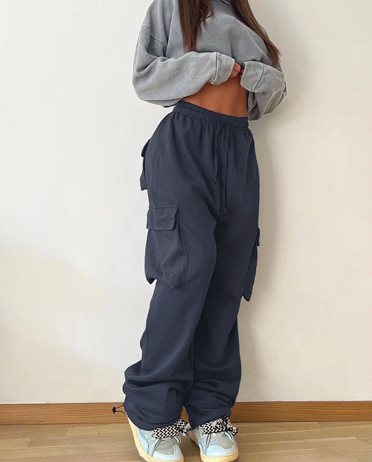 Штаны карго женские трикотажные Синий 48/52 Харьков - изображение 1