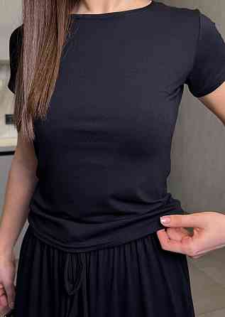 Жіночий базовий прогулянковий костюм, двойка турецький трикотаж віскоза Чорний, 42/44 Одеса