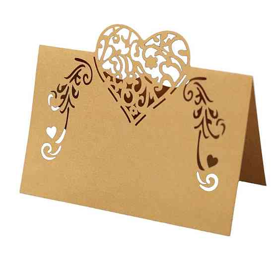 Розсадкові картки для гостей з сердечком 10 штук 9 на 4,5 см золотистий Київ