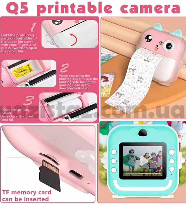 Фотоапарат миттєвого друку дитячий Q5 48 Мп APP міні термо принтер. Київ - фото 2