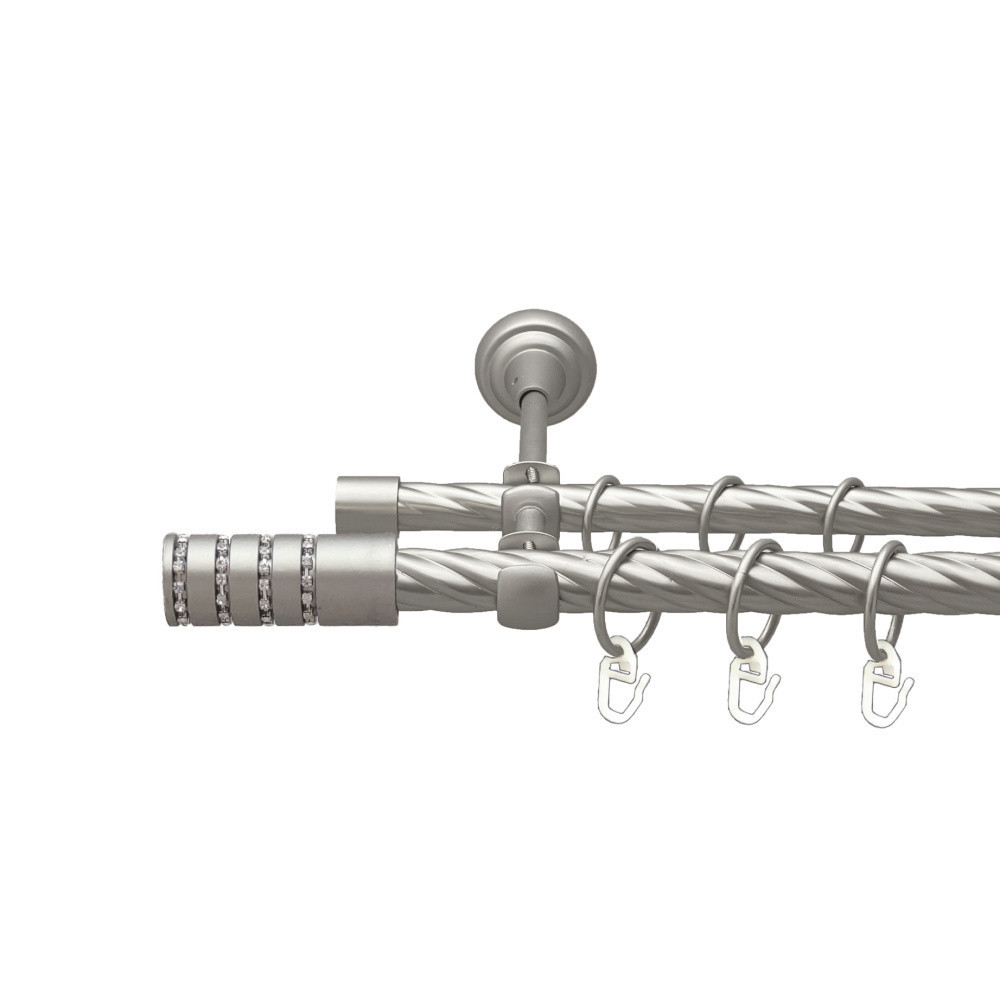 Карниз Orvit Барамелла металевий дворядний відкритий скручена труба кільце металеве Сатин 19\16 мм 240 см (00-00023080) Львів - фото 1