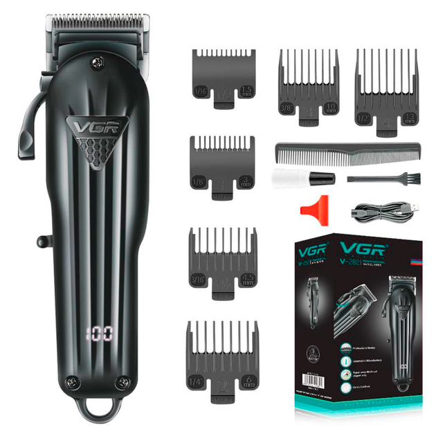 Машинка для стрижки аккумуляторная VGR V-282 LCD расческа (6 насадок) Киев - изображение 1