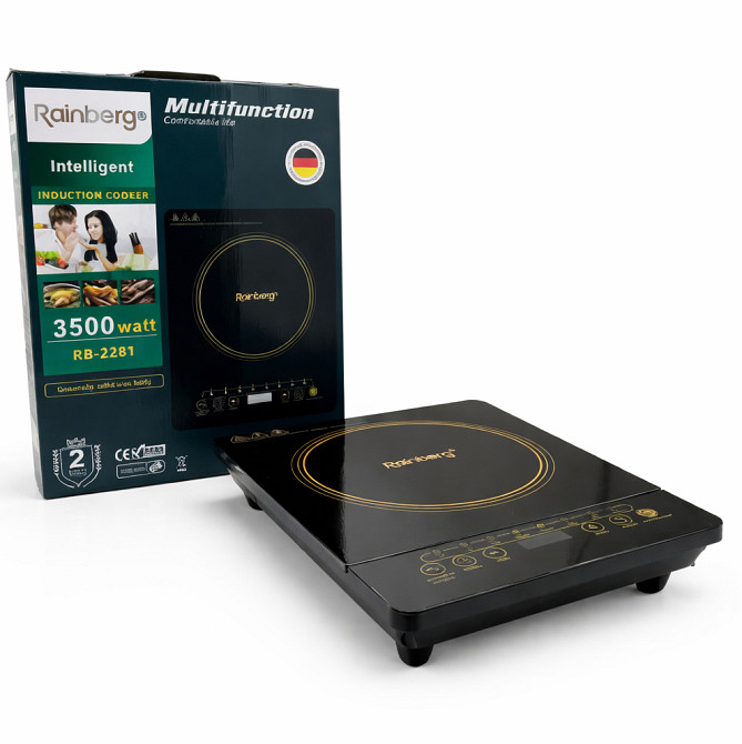 Індукційна плита з автоматичним відключенням Rainberg, Стильна електроплита, Плита на стіл електрична QB-81 Івано-Франківськ - фото 1