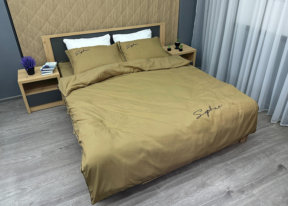 Комплект постільної білизни Сатин, Двоспальний 180х220 Шамуа (88-135) Київ - фото 3