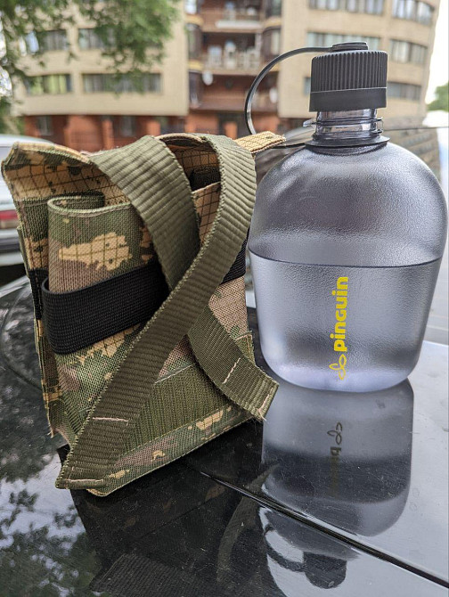 Підсумок під флягу для води, чохол для фляги армійської 1 л, кріплення моллі, піксель Дніпро - фото 4