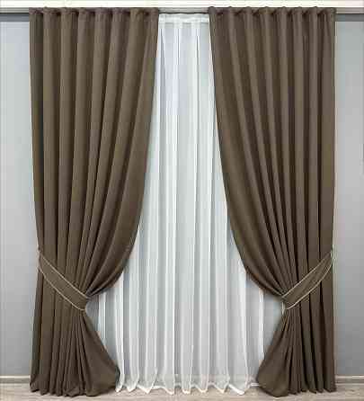 Комплект готових штор VR-Textil Мікровелюр Petek № 1831ш Кавовий 200х290 см 2 шт (32-148) Київ