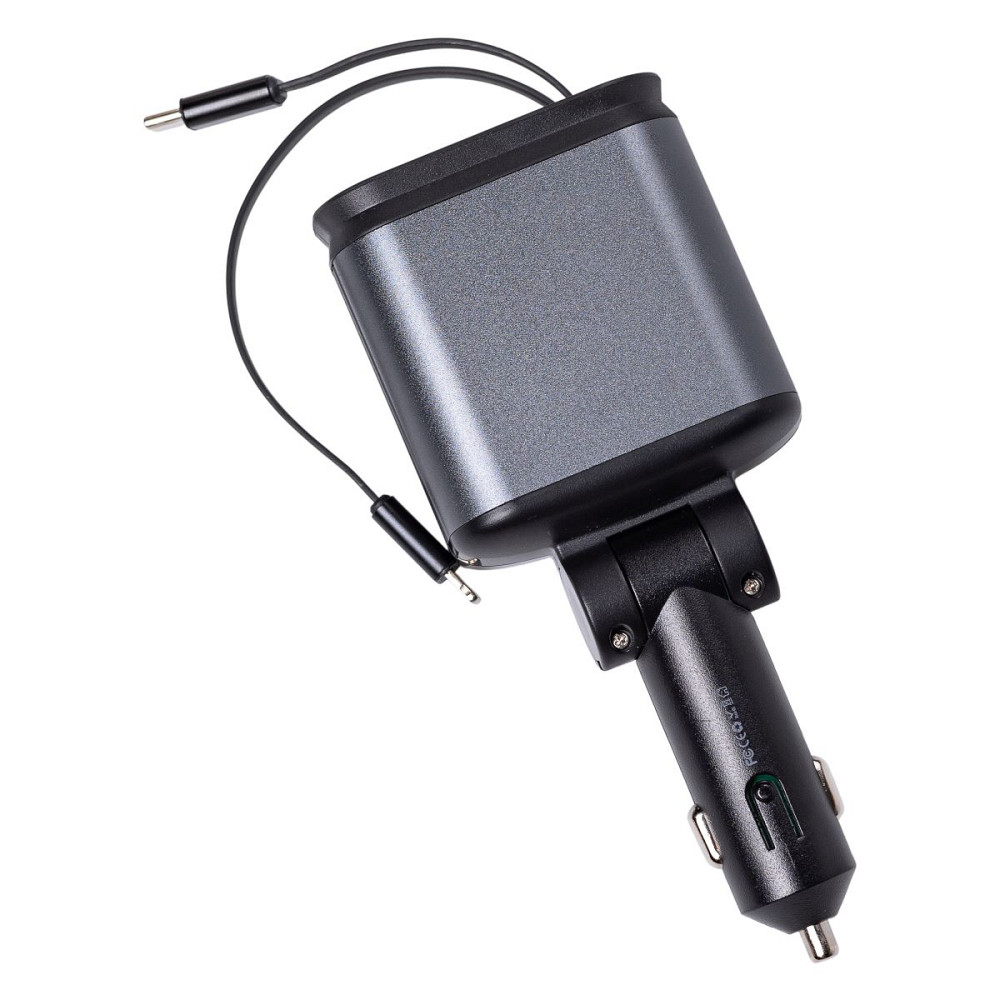 Автомобільний зарядний пристрій LED-проекція, зі швидкою зарядкою і висувними кабелями Apple Lightning/USB-С HP-B1 Коломыя - изображение 3